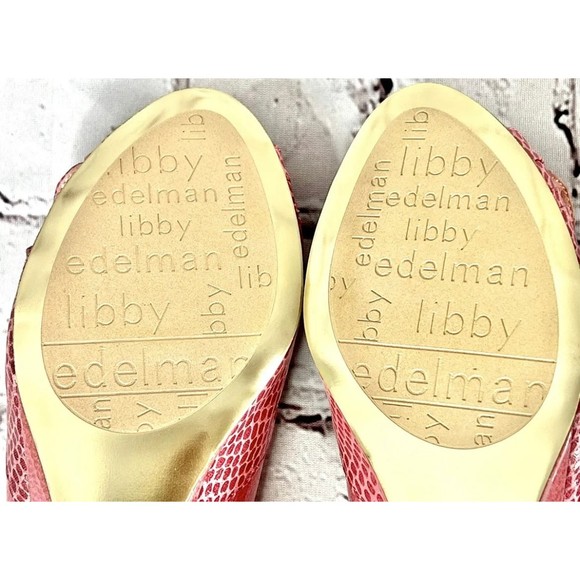 BRAND NEW in Box Libby Edelman L-Flynn Women Sz 8M Patent Pink Snake Shoes - Picture 9 of 9